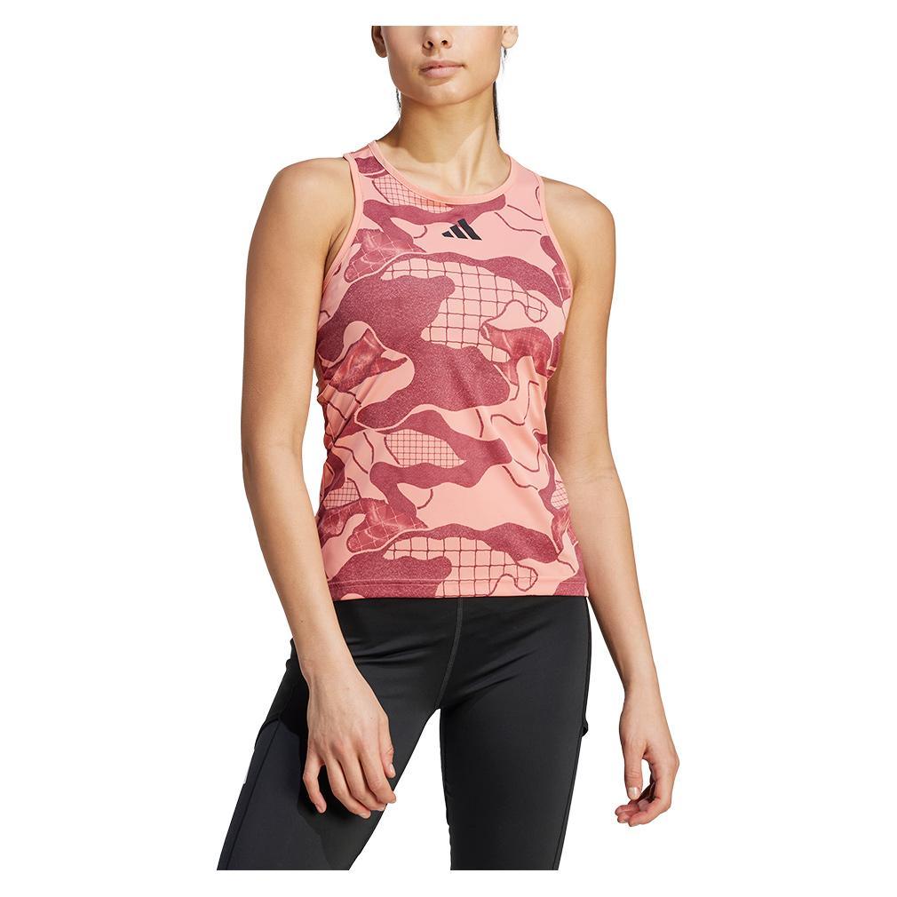Women's Club Graphic Tennis Tank Wonder Clay and Legacy Red Adidas