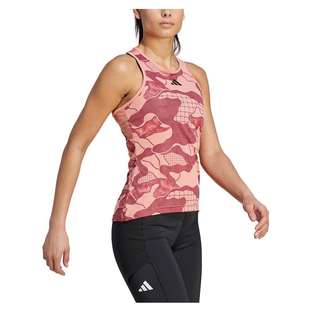 Women's Club Graphic Tennis Tank Wonder Clay and Legacy Red Adidas