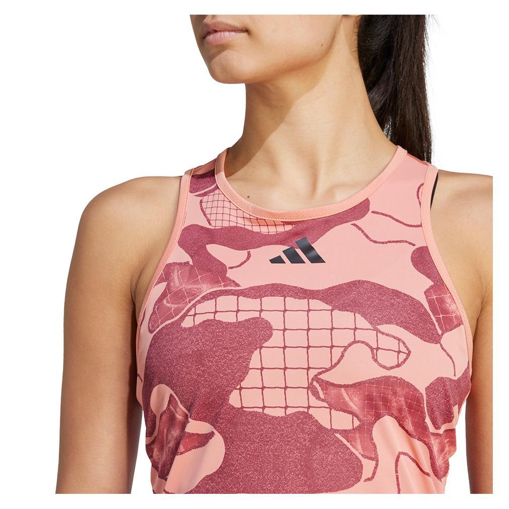 Women's Club Graphic Tennis Tank Wonder Clay and Legacy Red Adidas