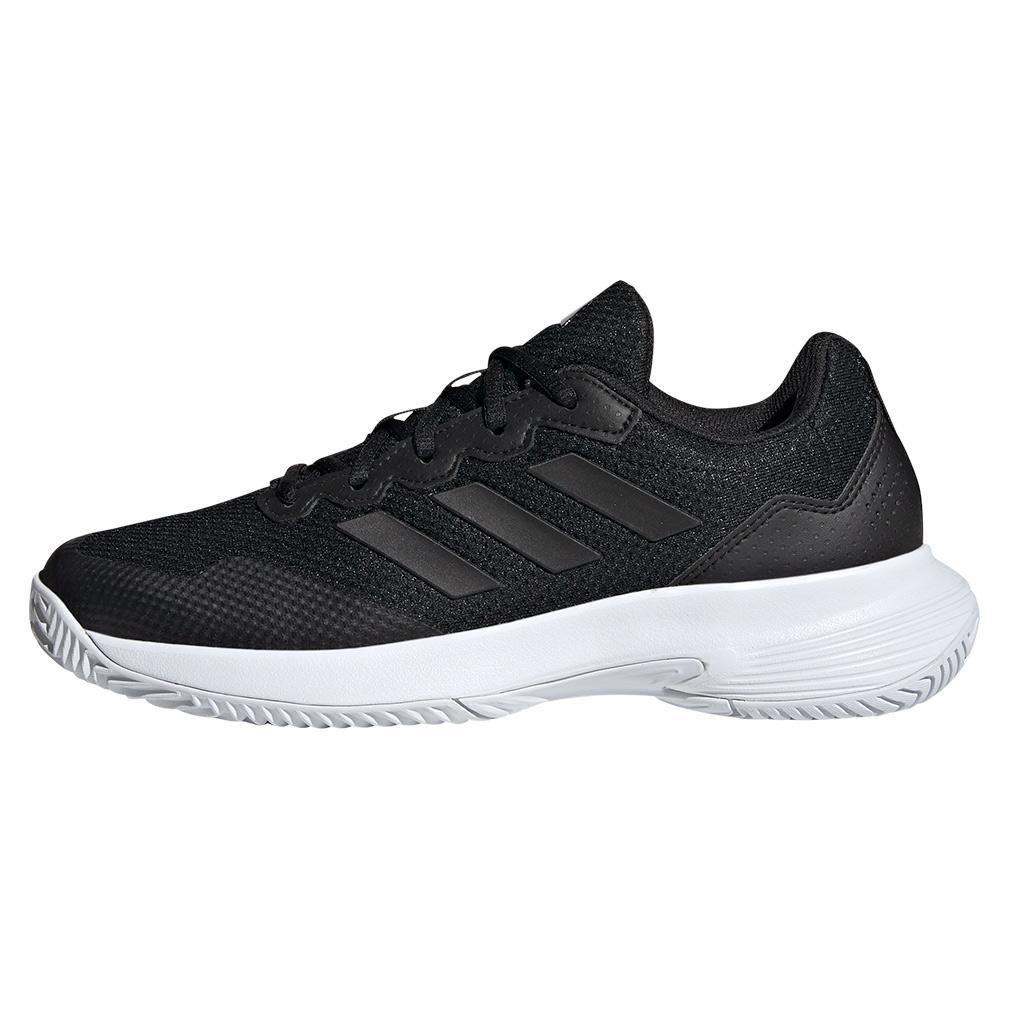 Women's GameCourt 2 Tennis Shoes Black and Silver Metallic Adidas