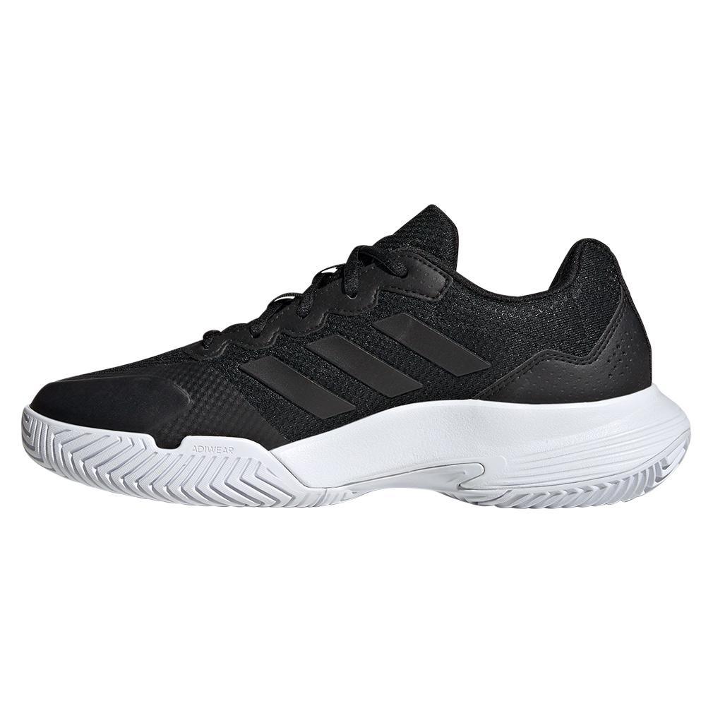 Women's GameCourt 2 Tennis Shoes Black and Silver Metallic Adidas