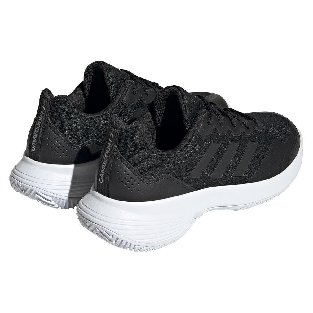Women's GameCourt 2 Tennis Shoes Black and Silver Metallic Adidas