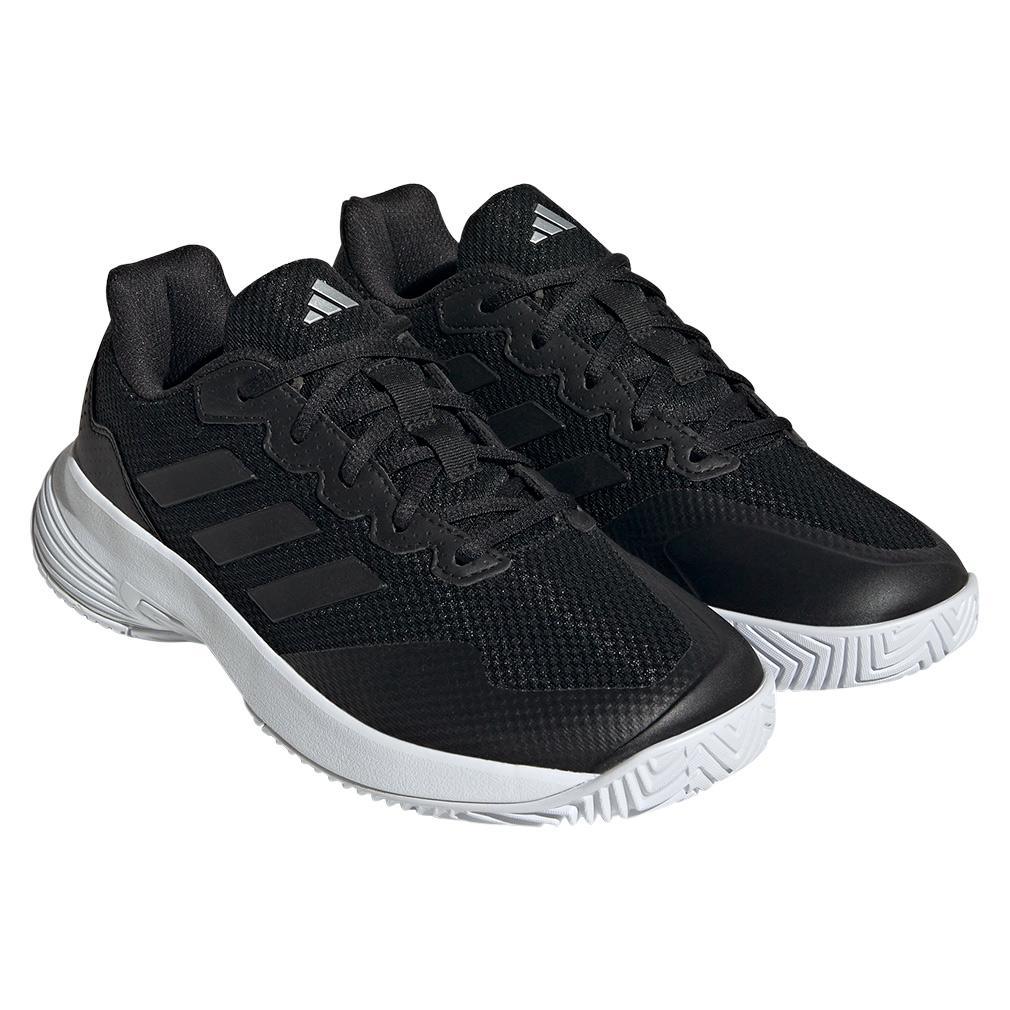 Women's GameCourt 2 Tennis Shoes Black and Silver Metallic Adidas