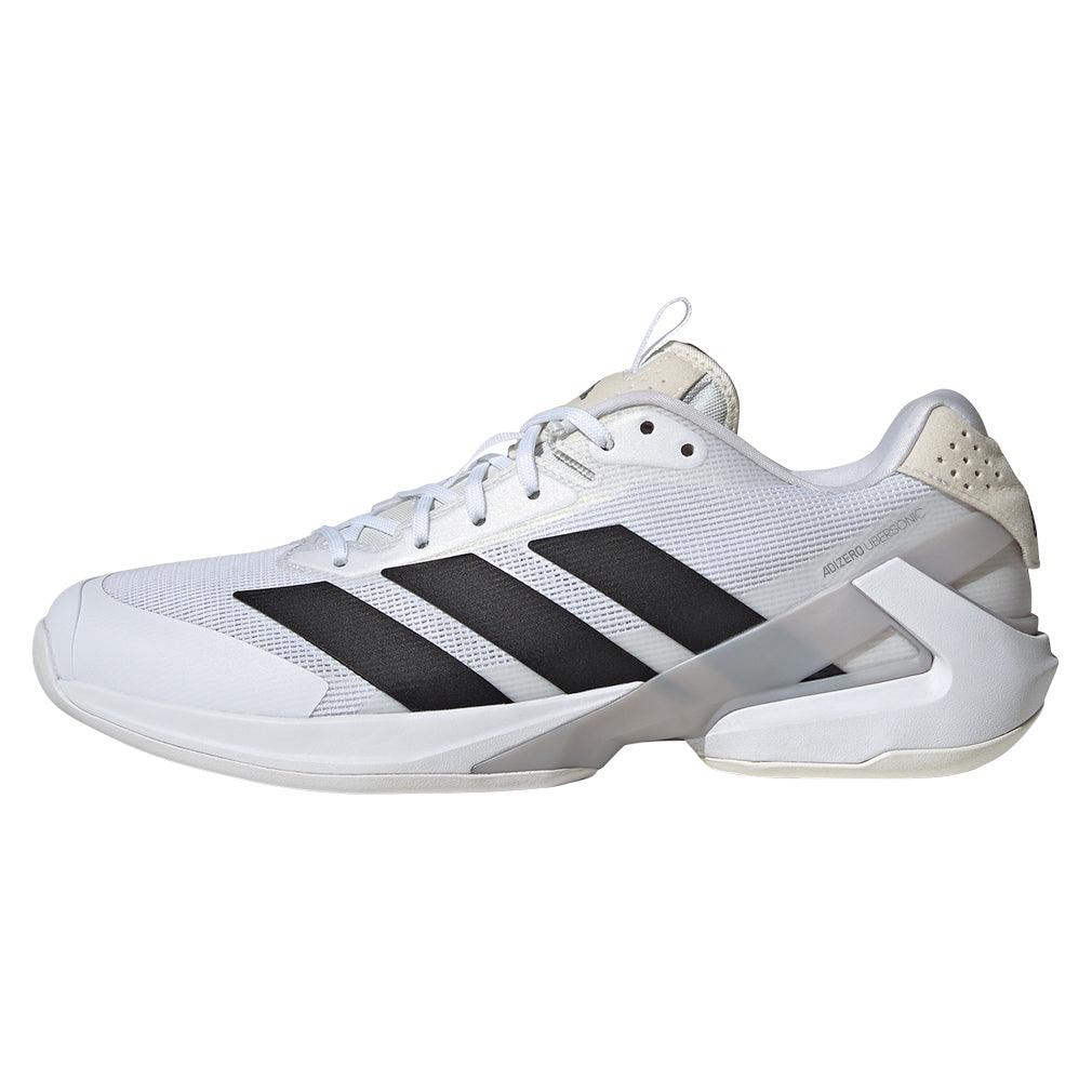 Men`s Adizero Ubersonic 5 Tennis Shoes White and Core Black Footwear Adidas