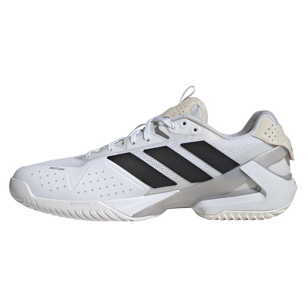 Men`s Adizero Ubersonic 5 Tennis Shoes White and Core Black Footwear Adidas
