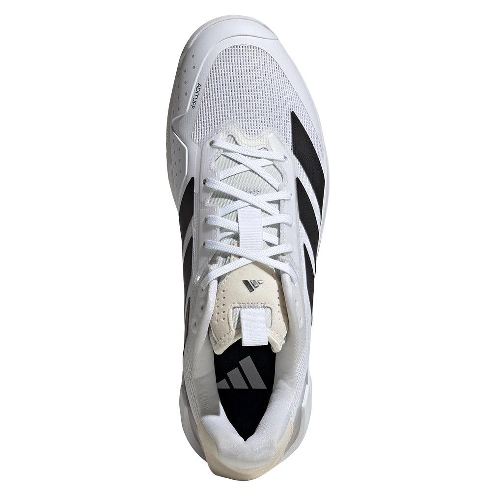 Men`s Adizero Ubersonic 5 Tennis Shoes White and Core Black Footwear Adidas