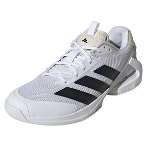 Men`s Adizero Ubersonic 5 Tennis Shoes White and Core Black Footwear Adidas