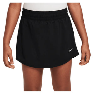 Girls` One Dri-FIT High-Waisted Skort Black and White Apparel Nike