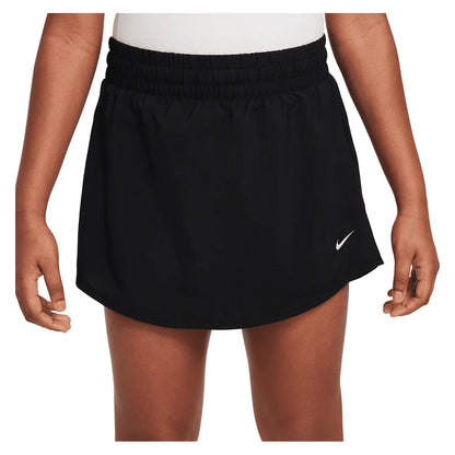 Girls` One Dri-FIT High-Waisted Skort Black and White Apparel Nike