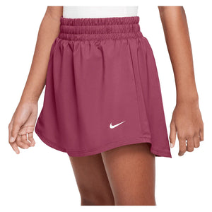 Girls` One Dri-FIT High-Waisted Skort Sweet Beet and White Apparel Nike