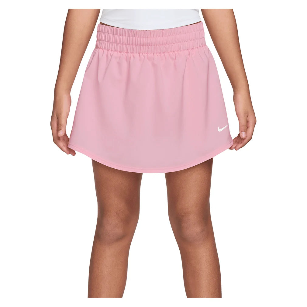 Girls' One Dri-FIT High-Waisted Training Skort Med Soft Pink and White Apparel Nike