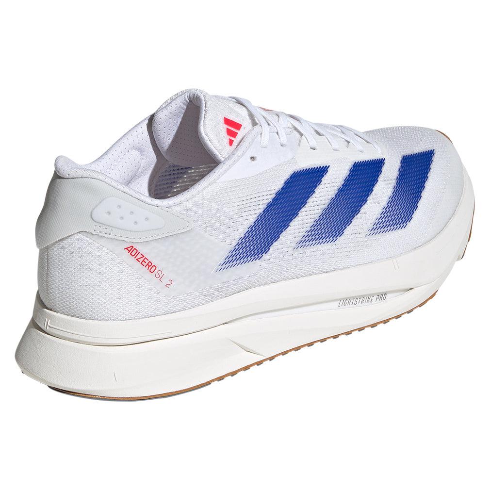 Men`s Adizero SL2 Running Shoes White and Team Royal Blue Footwear Adidas
