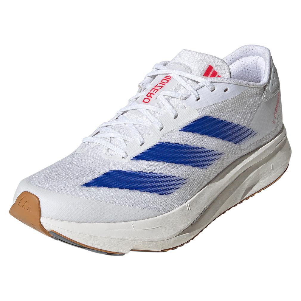 Men`s Adizero SL2 Running Shoes White and Team Royal Blue Footwear Adidas