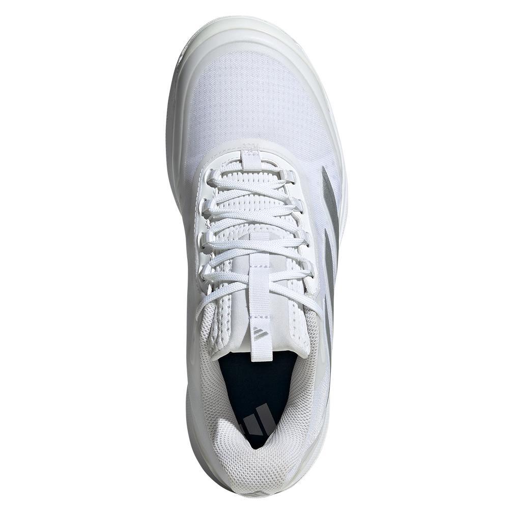 Women's Avacourt 2 Tennis Shoes White and Silver Metallic Adidas