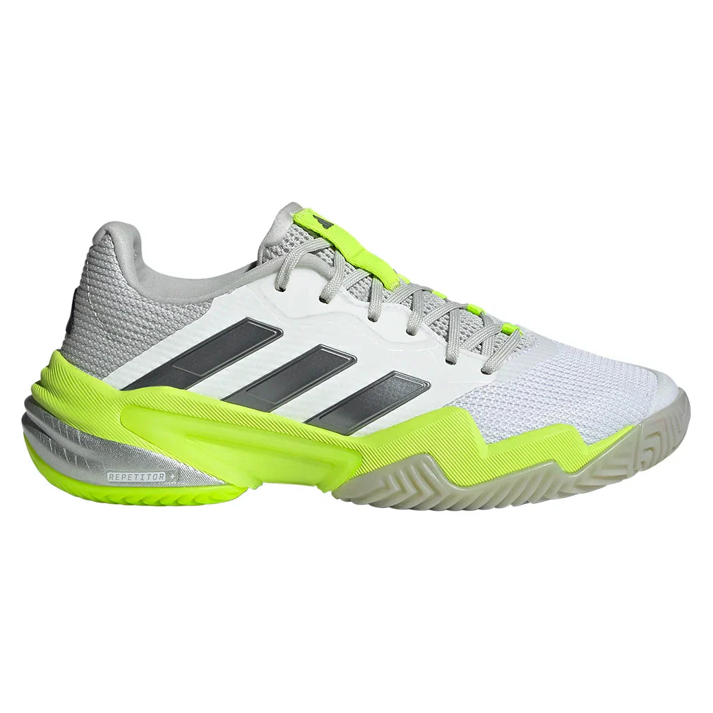 Women`s Barricade 13 Tennis Shoes White and Lucid Lemon Footwear Adidas