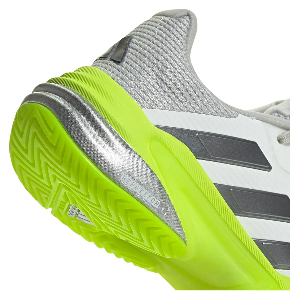 Women`s Barricade 13 Tennis Shoes White and Lucid Lemon Footwear Adidas