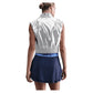 Women`s New York Court Slam Tennis Vest Metallic Silver and Black Apparel Nike