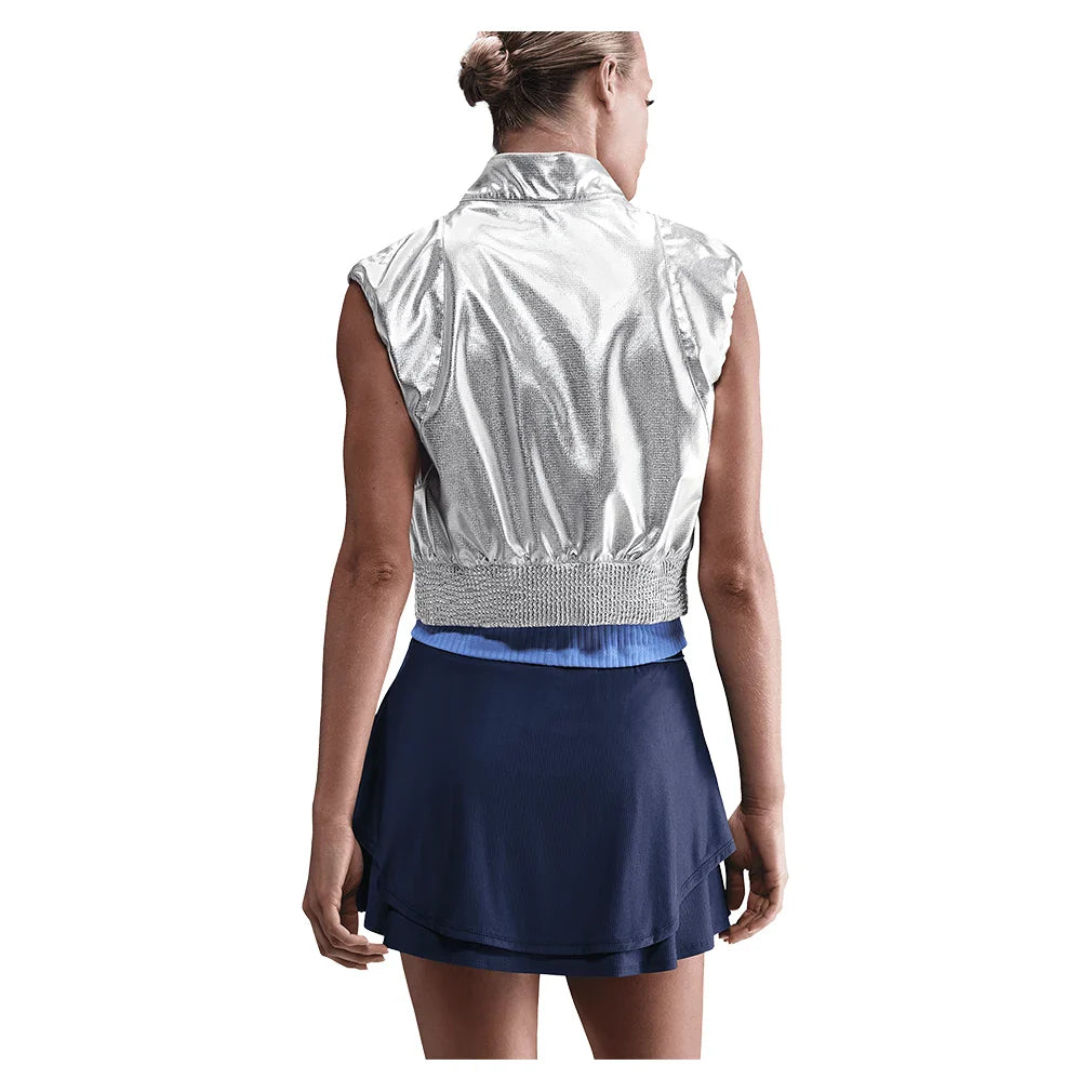 Women`s New York Court Slam Tennis Vest Metallic Silver and Black Apparel Nike