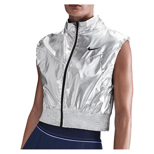 Women`s New York Court Slam Tennis Vest Metallic Silver and Black Apparel Nike