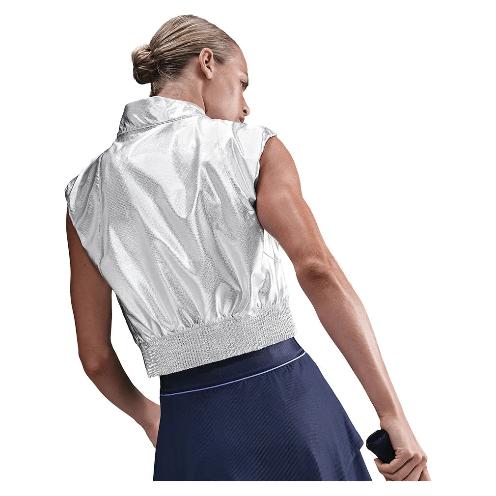 Women`s New York Court Slam Tennis Vest Metallic Silver and Black Apparel Nike