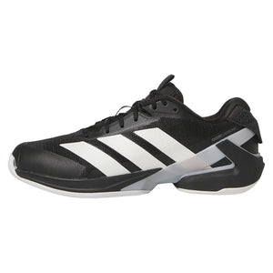 Men`s Adizero Ubersonic 5 Tennis Shoes Core Black and Silver Metallic Footwear Adidas