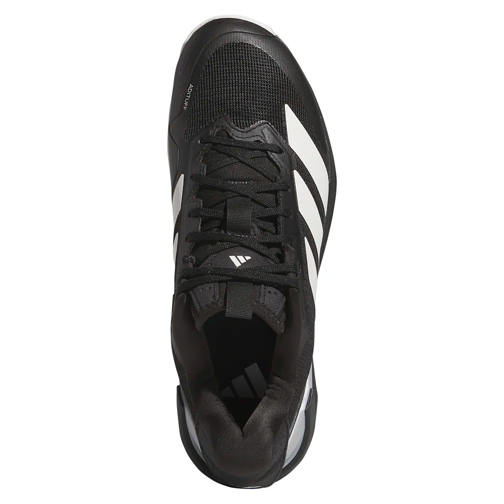 Men`s Adizero Ubersonic 5 Tennis Shoes Core Black and Silver Metallic Footwear Adidas
