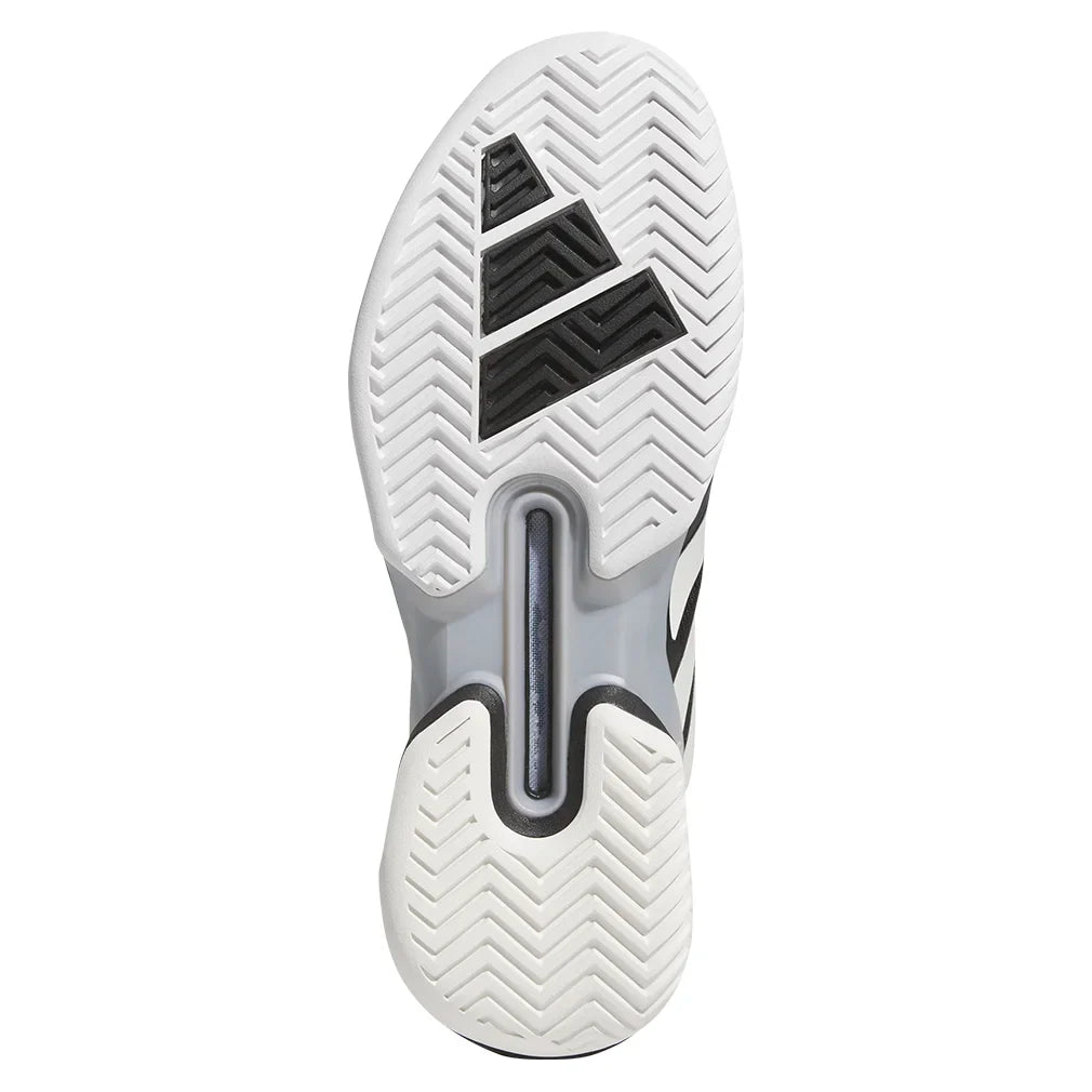 Men`s Adizero Ubersonic 5 Tennis Shoes Core Black and Silver Metallic Footwear Adidas