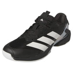 Men`s Adizero Ubersonic 5 Tennis Shoes Core Black and Silver Metallic Footwear Adidas