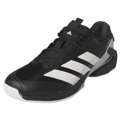 Men`s Adizero Ubersonic 5 Tennis Shoes Core Black and Silver Metallic Footwear Adidas