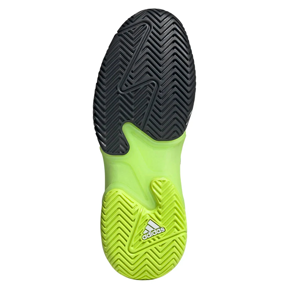Men`s Barricade 13 Tennis Shoes Core Black and Lucid Lemon Footwear Adidas