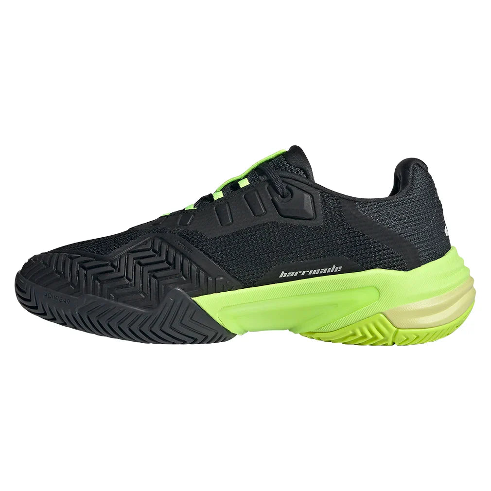 Men`s Barricade 13 Tennis Shoes Core Black and Lucid Lemon Footwear Adidas