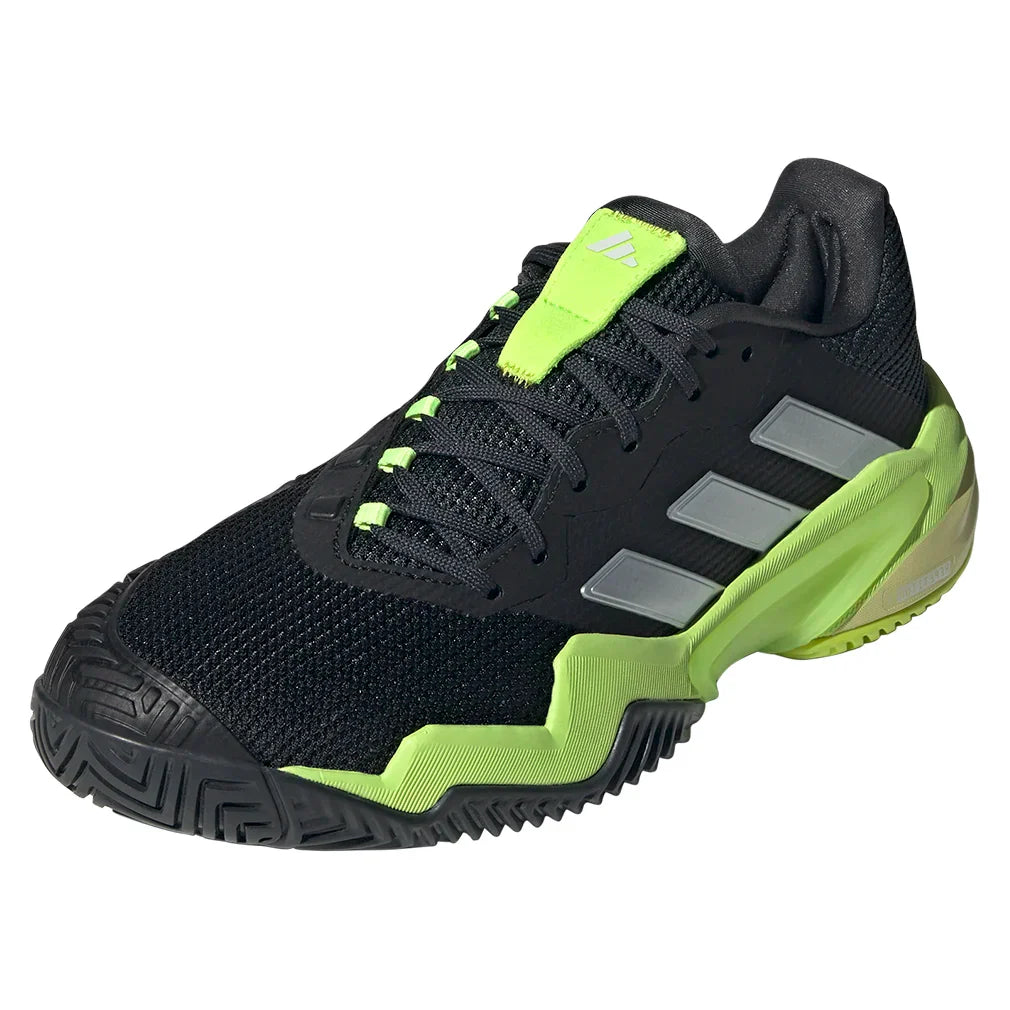 Men`s Barricade 13 Tennis Shoes Core Black and Lucid Lemon Footwear Adidas