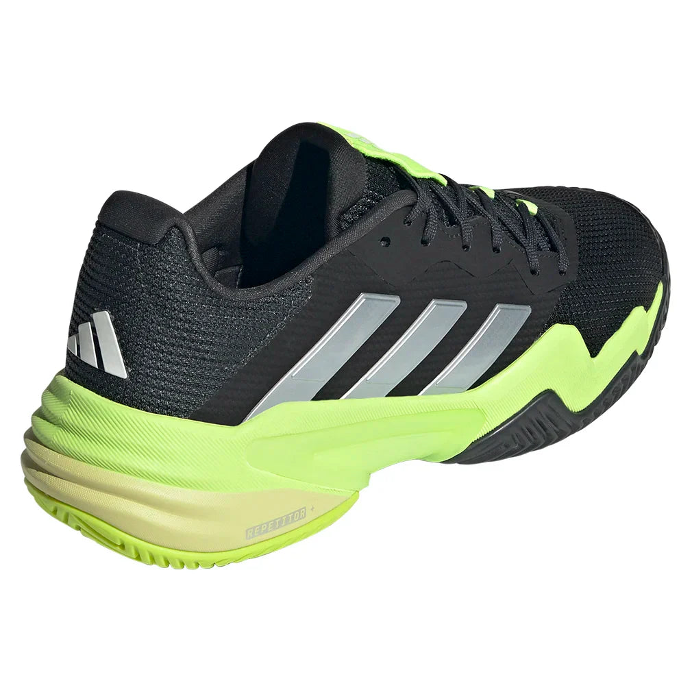 Men`s Barricade 13 Tennis Shoes Core Black and Lucid Lemon Footwear Adidas