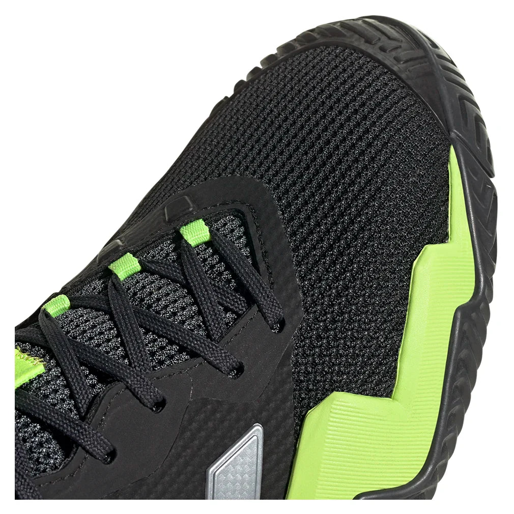 Men`s Barricade 13 Tennis Shoes Core Black and Lucid Lemon Footwear Adidas