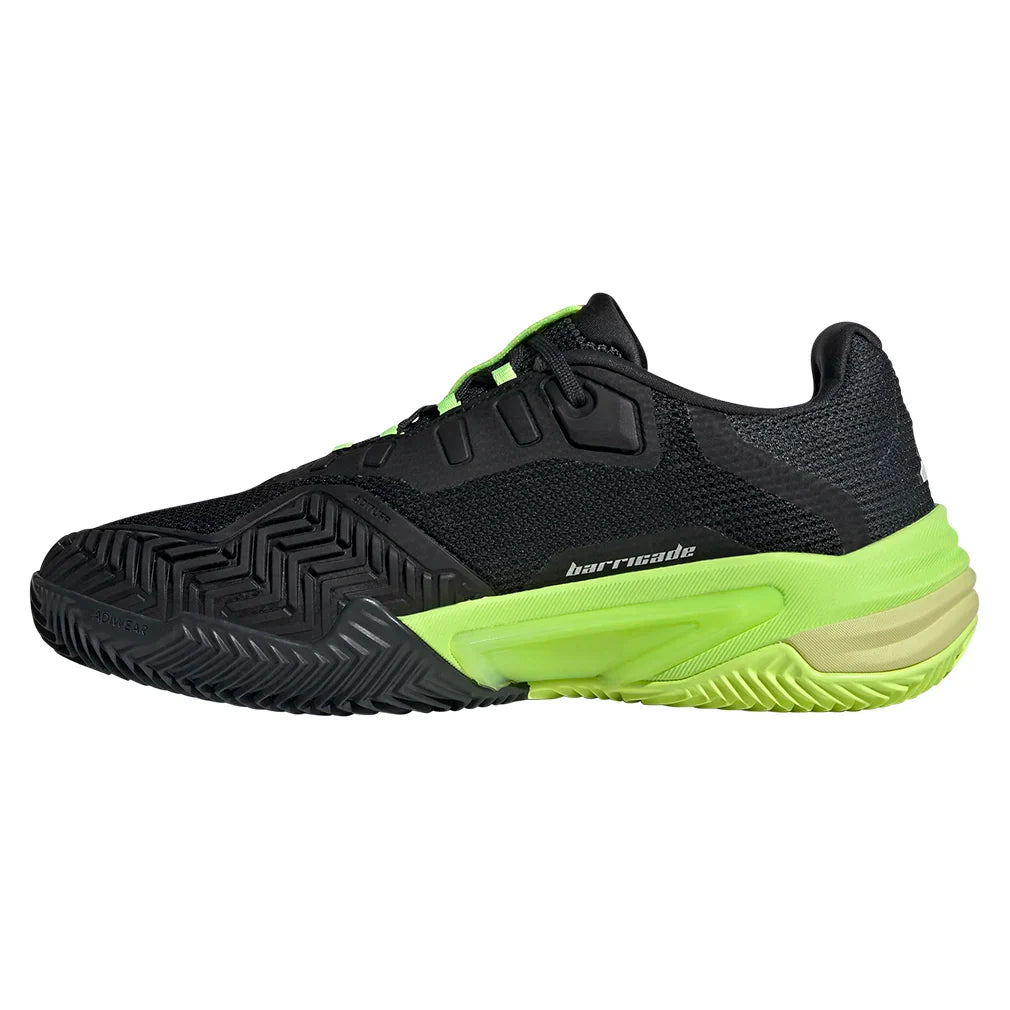 Men`s Barricade 13 Clay Tennis Shoes Core Black and Lucid Lemon Footwear Adidas
