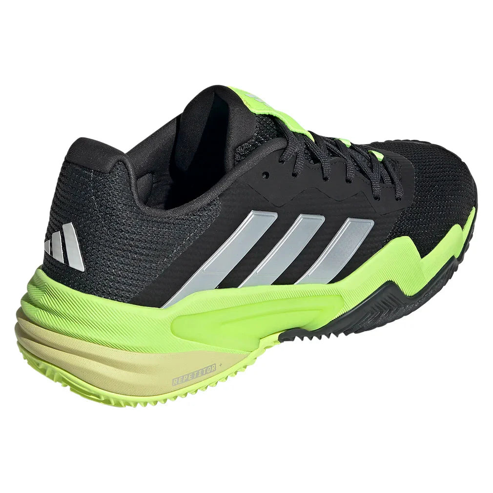 Men`s Barricade 13 Clay Tennis Shoes Core Black and Lucid Lemon Footwear Adidas