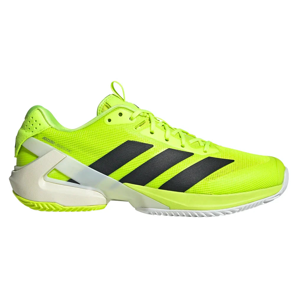 Men`s Adizero Ubersonic 5 Clay Tennis Shoes Lucid Lemon and Core Black Footwear Adidas