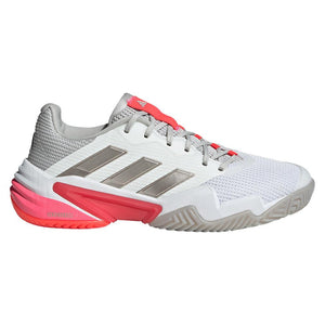 Women`s Barricade 13 Tennis Shoes White and Lucid Red Footwear Adidas