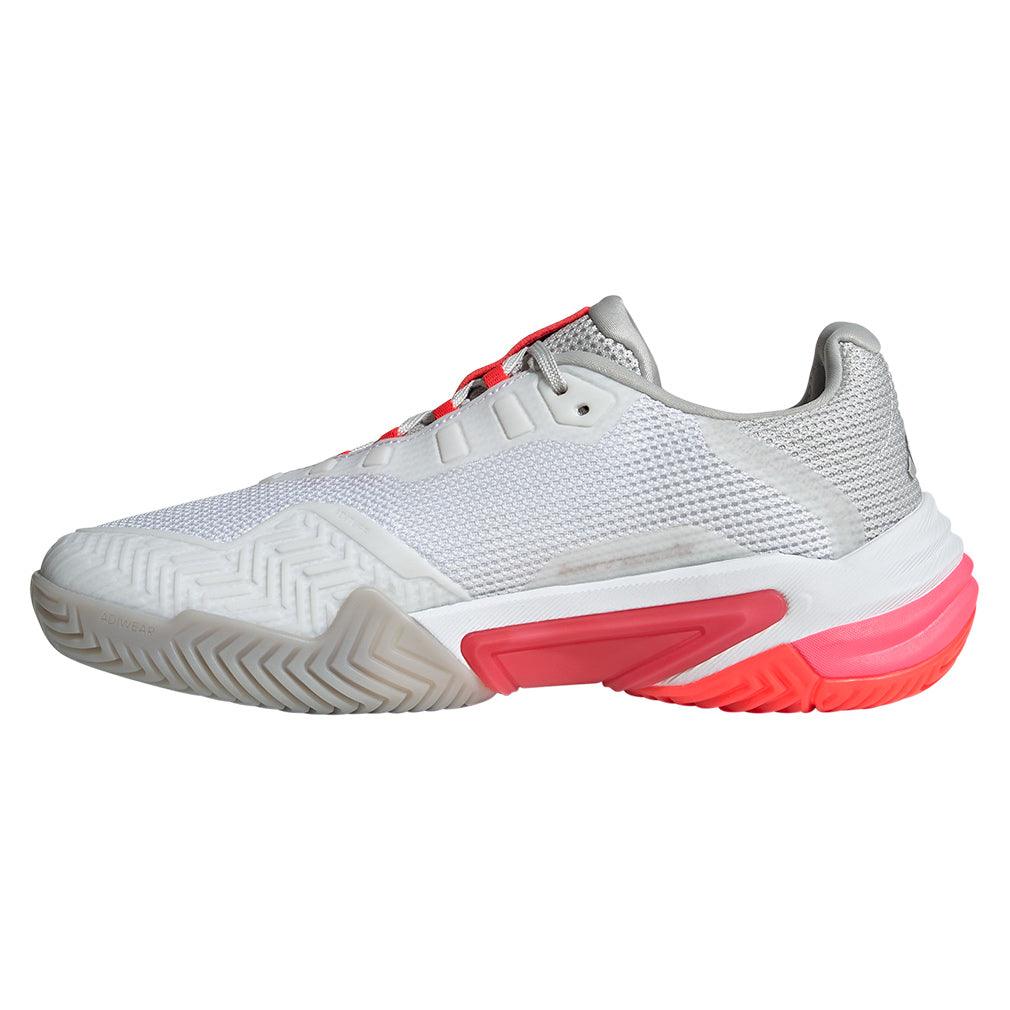 Women`s Barricade 13 Tennis Shoes White and Lucid Red Footwear Adidas