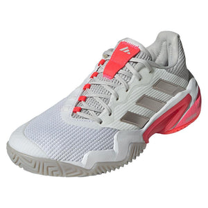 Women`s Barricade 13 Tennis Shoes White and Lucid Red Footwear Adidas