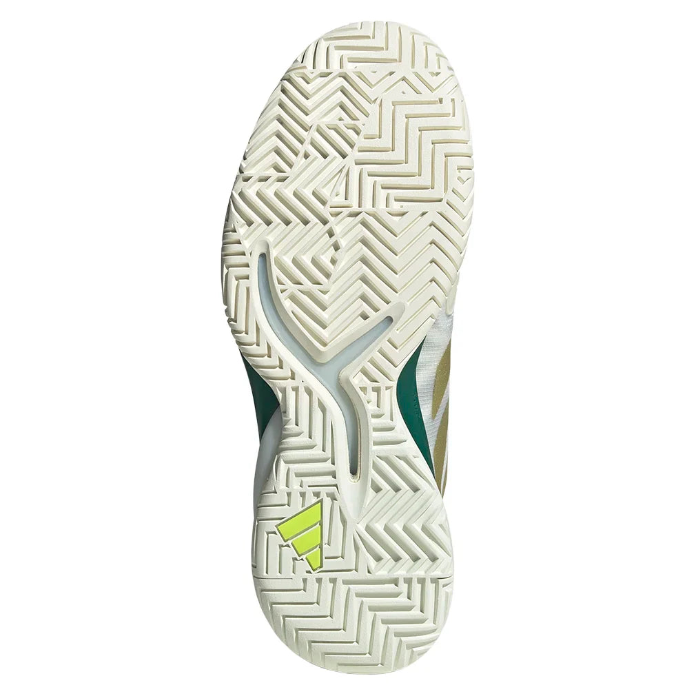 Men`s Adizero Cybersonic 2 Tennis Shoes Core White and Gold Metallic Footwear Adidas