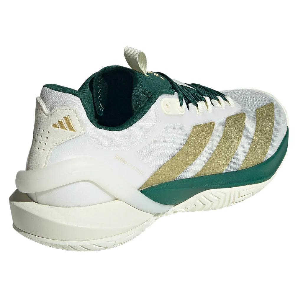Men`s Adizero Cybersonic 2 Tennis Shoes Core White and Gold Metallic Footwear Adidas