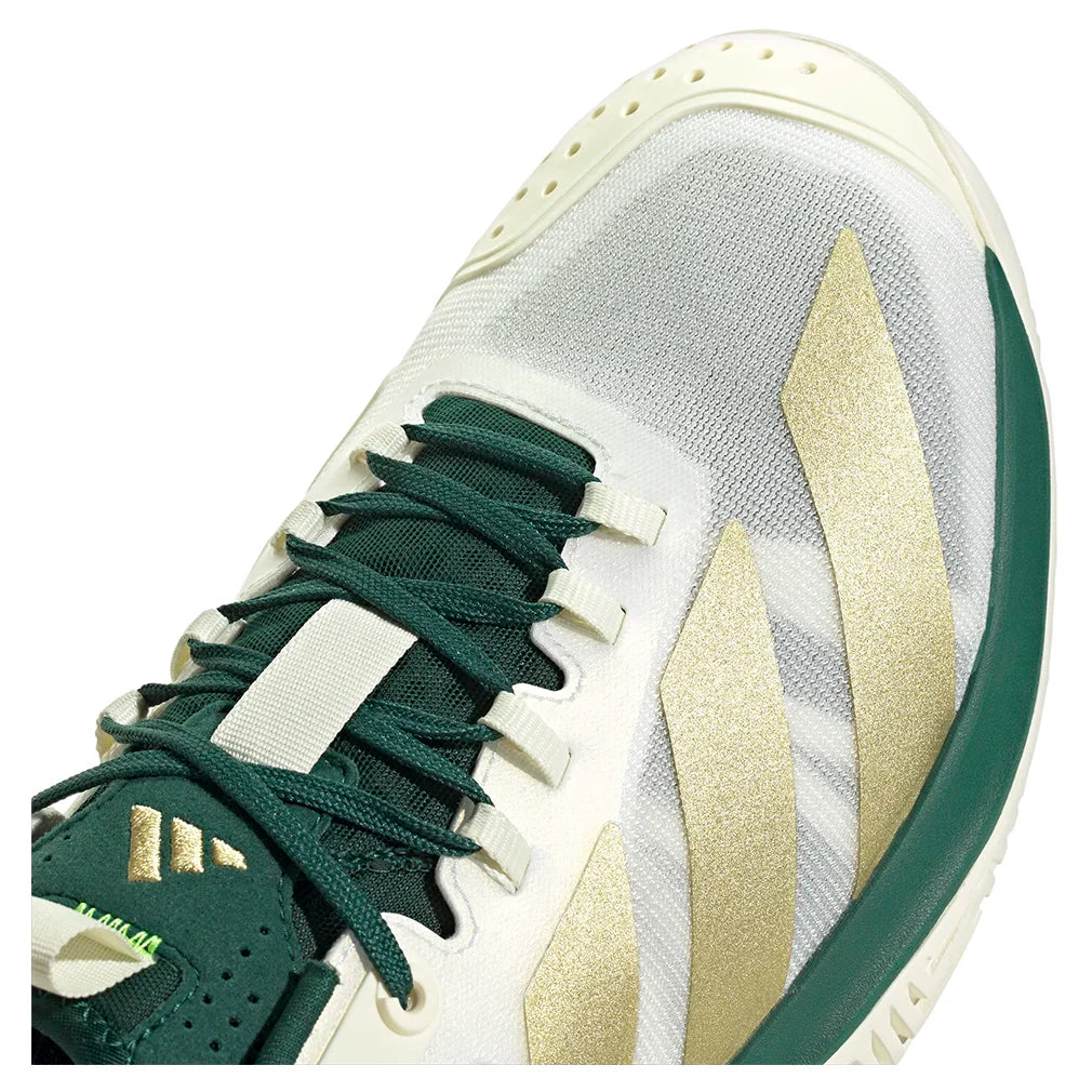 Men`s Adizero Cybersonic 2 Tennis Shoes Core White and Gold Metallic Footwear Adidas