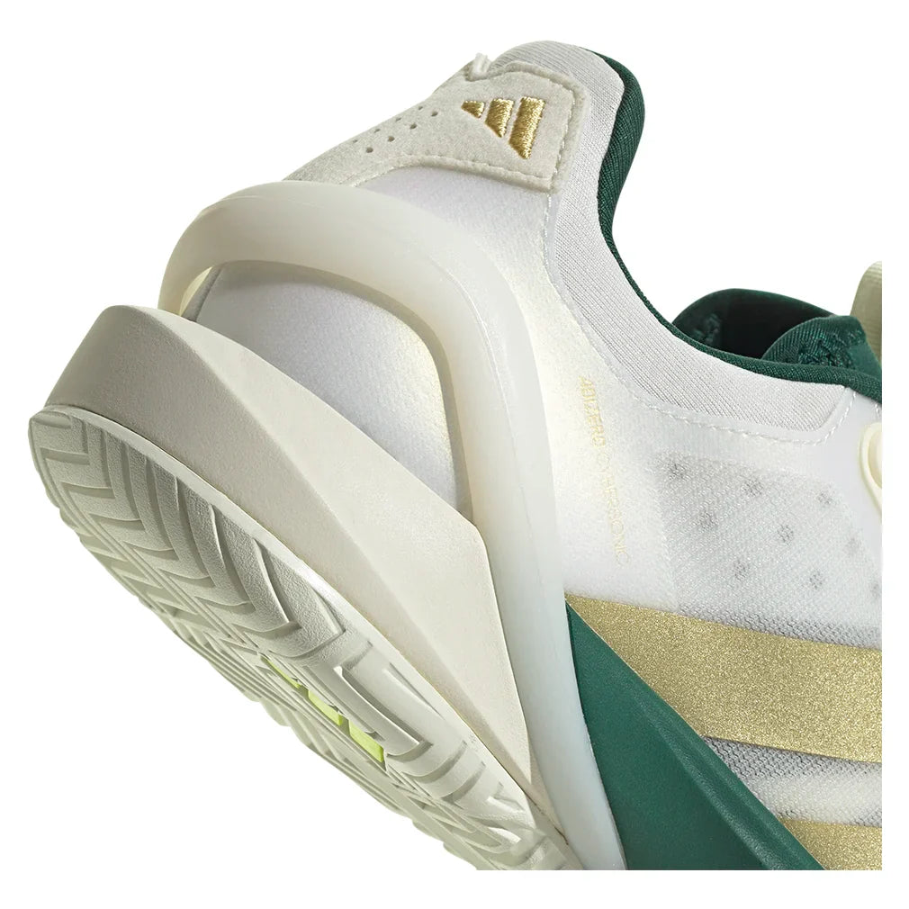 Men`s Adizero Cybersonic 2 Tennis Shoes Core White and Gold Metallic Footwear Adidas