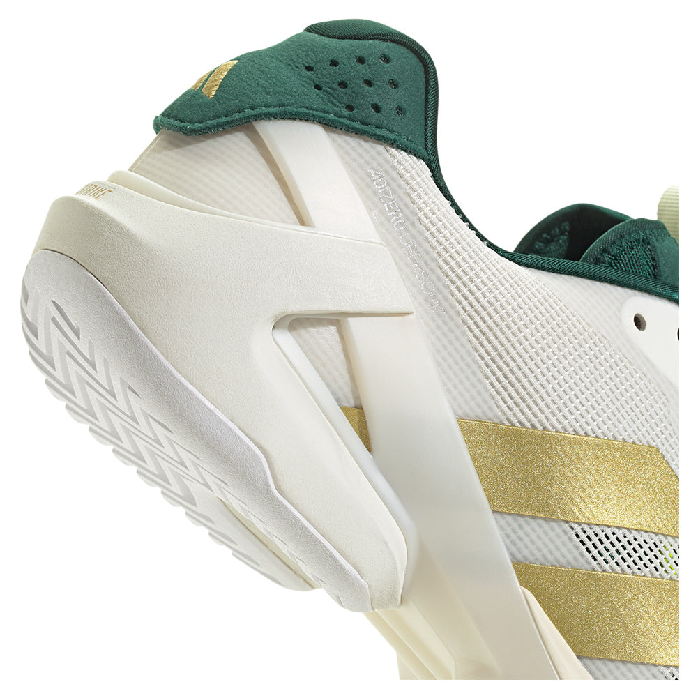 Men`s Adizero Ubersonic 5 Tennis Shoes Core White and Gold Metallic Footwear Adidas