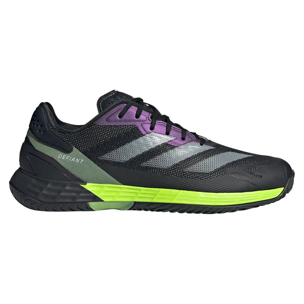 Men`s Defiant Speed 2 Tennis Shoes Lucid Lemon and Core Black Footwear Adidas