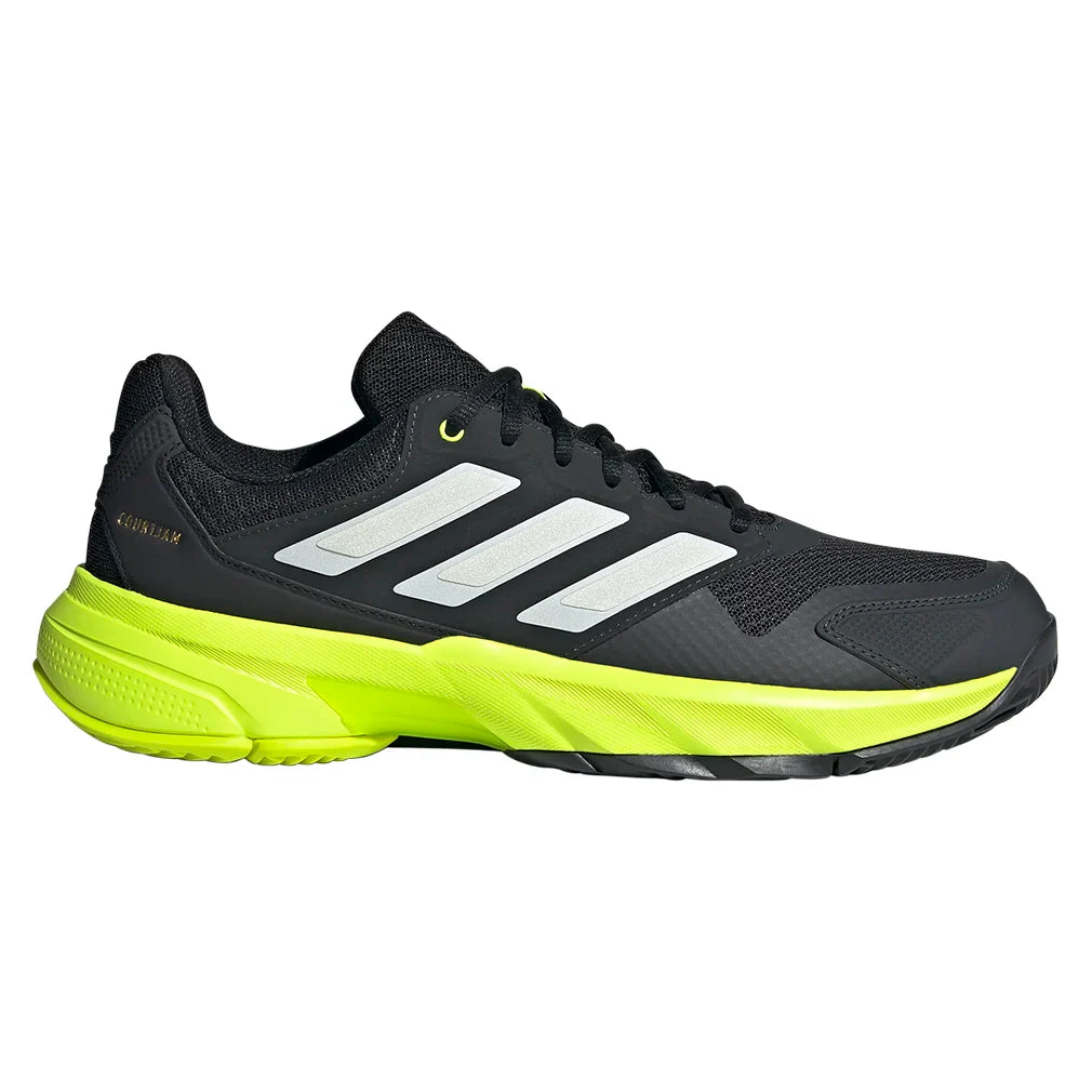 Men`s CourtJam Control 3 Tennis Shoes Carbon and Lucid Lemon Footwear Adidas