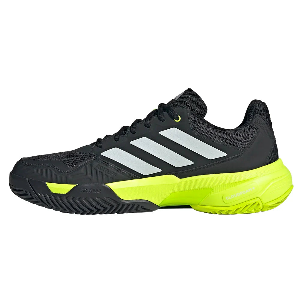 Men`s CourtJam Control 3 Tennis Shoes Carbon and Lucid Lemon Footwear Adidas