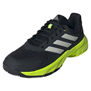 Men`s CourtJam Control 3 Tennis Shoes Carbon and Lucid Lemon Footwear Adidas