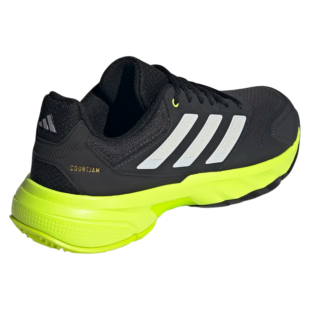 Men`s CourtJam Control 3 Tennis Shoes Carbon and Lucid Lemon Footwear Adidas